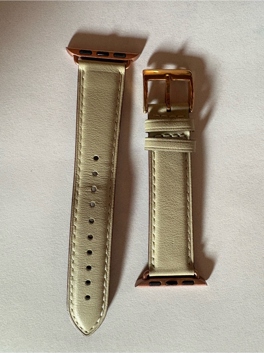 Leather Watch Band Strap - Cream with Rose Gold Hardware